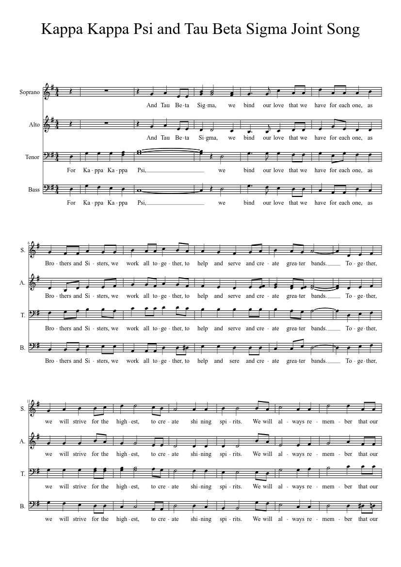 Kappa Kappa Psi/Tau Beta Sigma Joint Song Sheet music for Bass guitar  (Solo) | Musescore.com