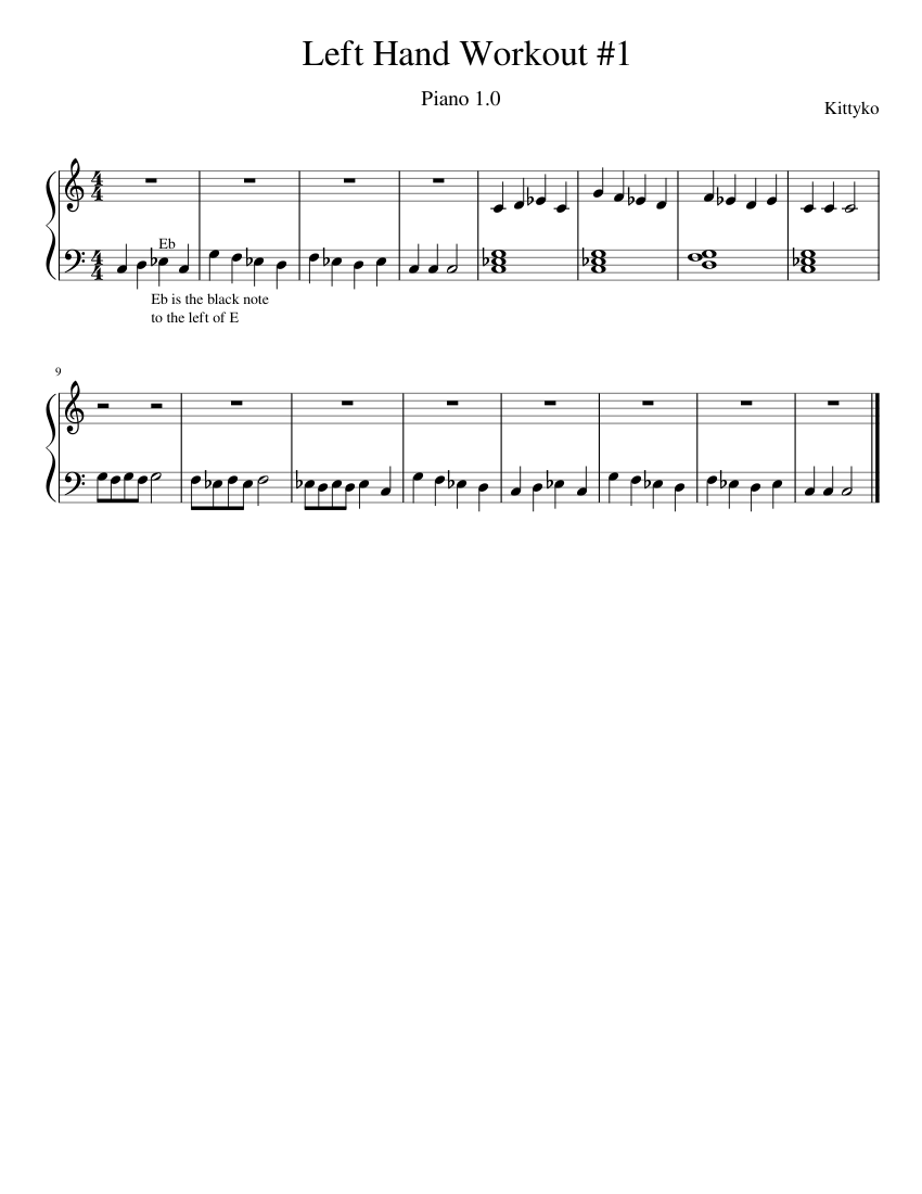 Left Hand Workout 1 Sheet music for Piano (Solo) Easy | Musescore.com