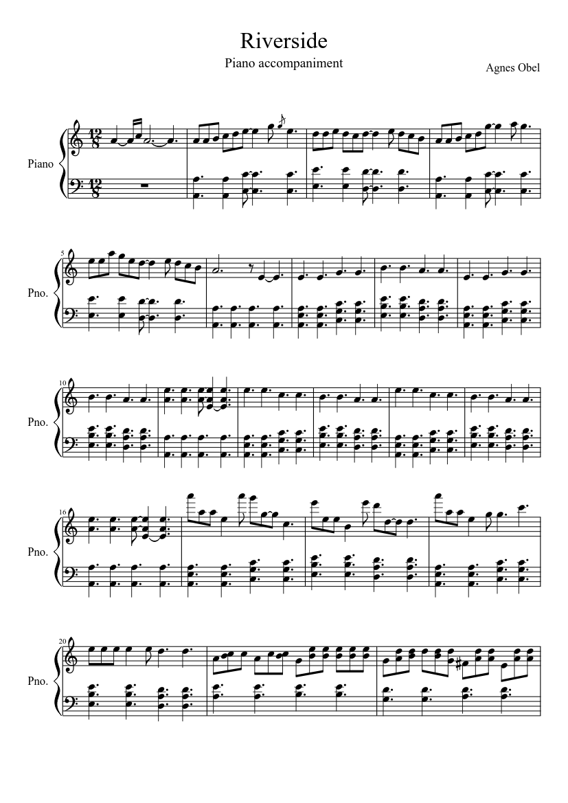 Agnes Obel - Riverside (piano accompaniment) Sheet music for Piano (Solo) |  Musescore.com