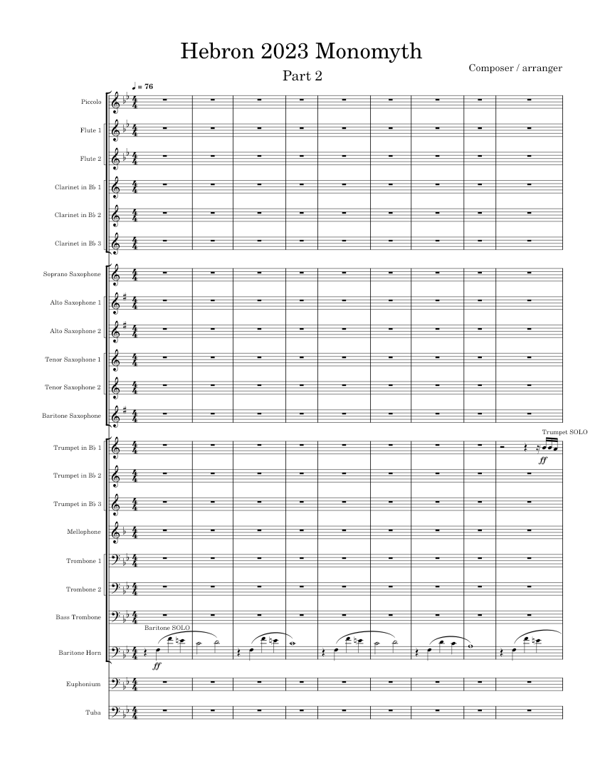 Monomyth – Hebron Band 2023 Part 2 (Ballad) Sheet Music for Trombone ...