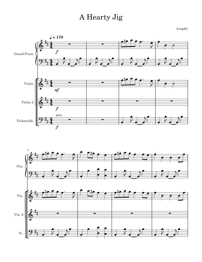 Jig Notes A Hearty Jig Sheet music for Piano, Violin, Cello (Mixed Ensemble ...