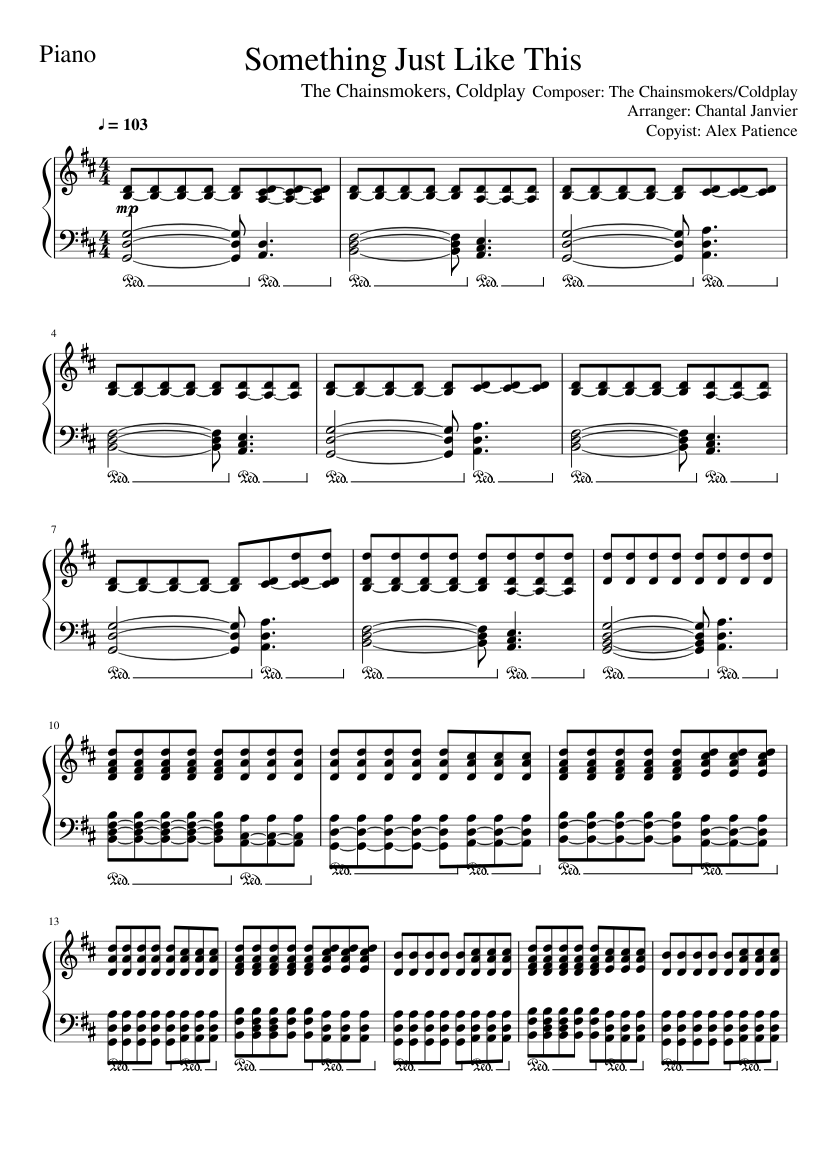 The Chainsmokers Coldplay Something Just Like This Piano Tutorial Sheet Music For Piano Solo Musescore Com