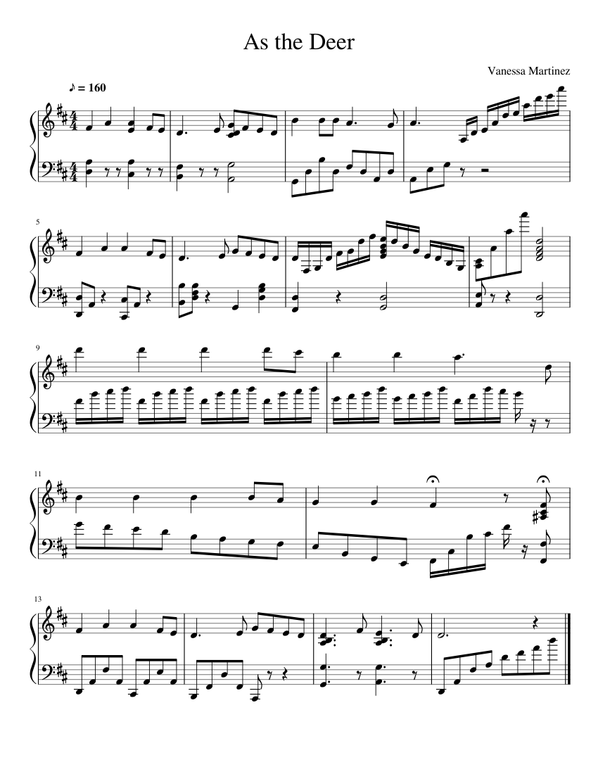 As the Deer Sheet music for Piano (Solo) | Download and print in PDF or