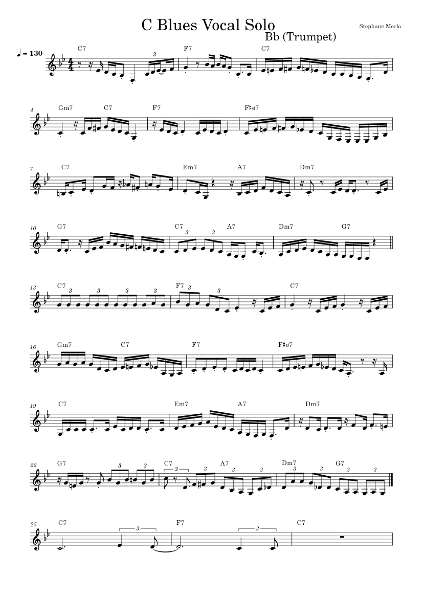 jazz trumpet solos transcriptions b flat blues