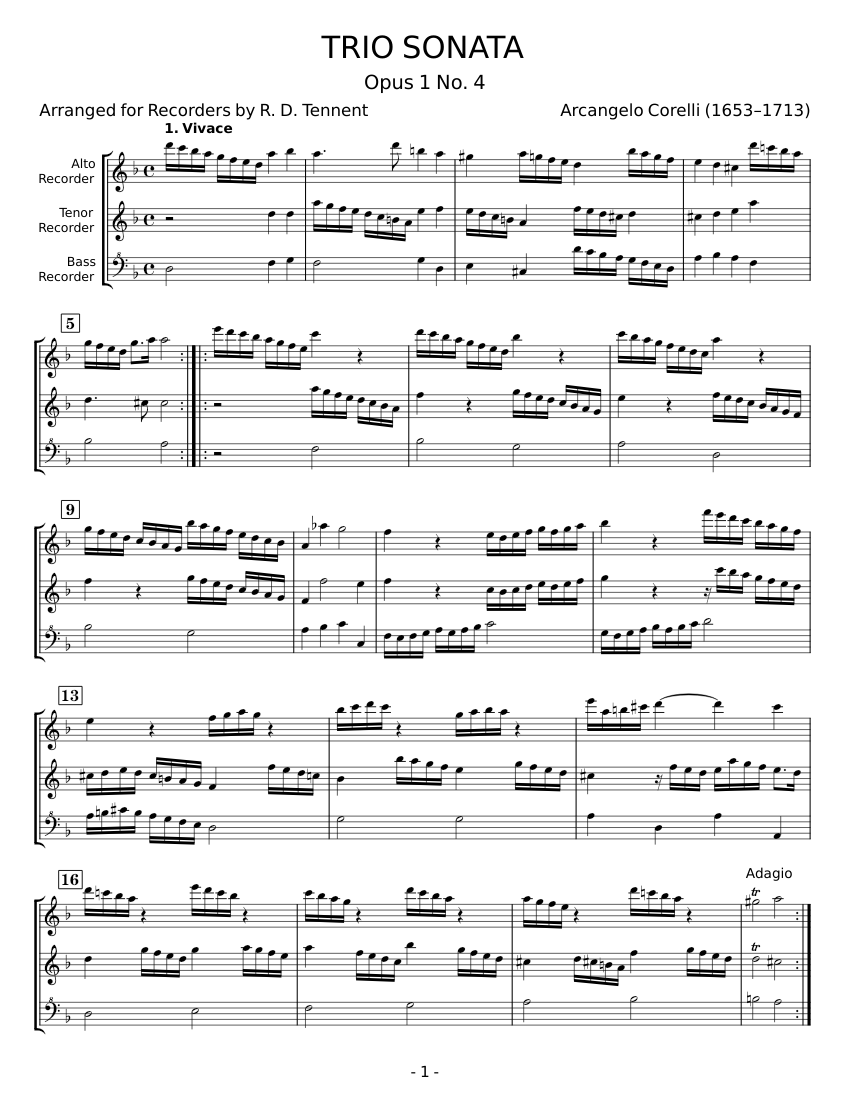 Music Notes Trio Trio Sonata No. 2 in g-minor from