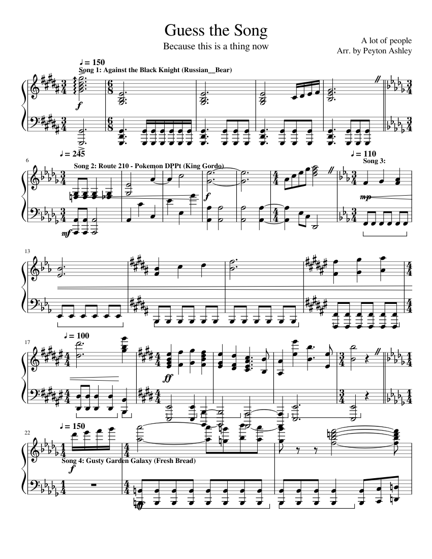 Guess the Song Sheet music for Piano (Solo) | Musescore.com