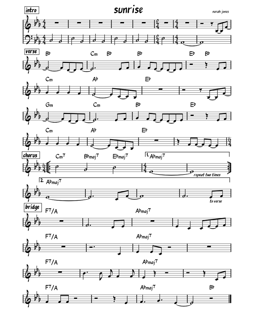 Sunrise – Norah Jones Sheet music for Piano (Solo) | Musescore.com