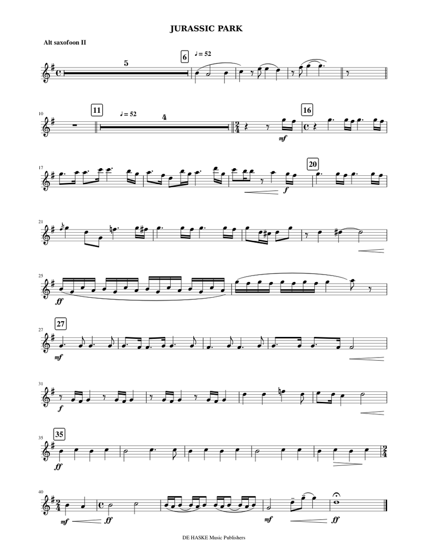 JURASSIC PARK Sheet music for Saxophone other (Solo) Download and print in PDF or MIDI free