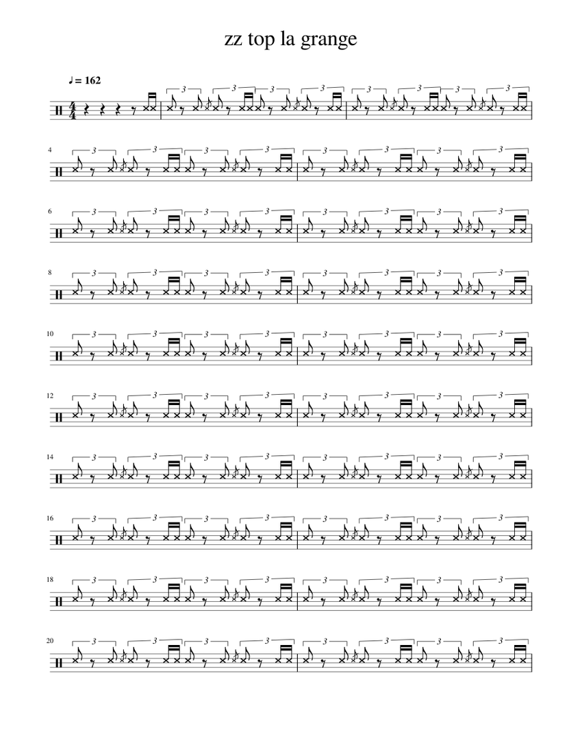 Zz top la grange Sheet music for Drum group (Solo) | Musescore.com