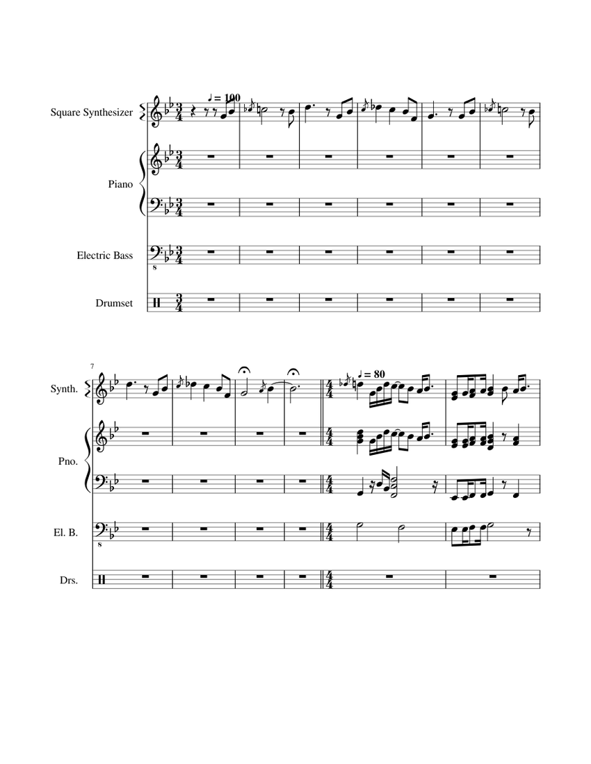 Whistle Concert Sheet music for Piano, Bass guitar, Drum group