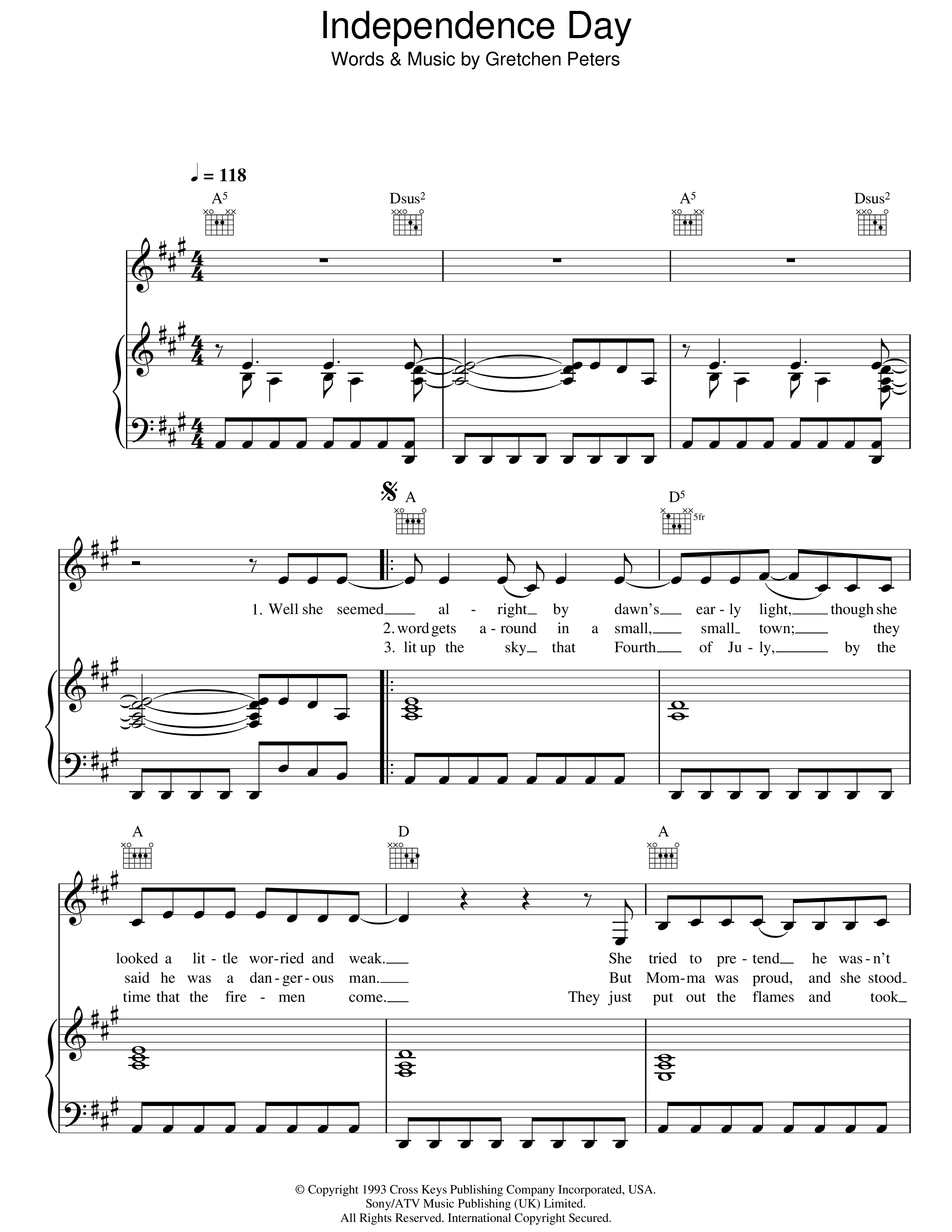 Play Official version of Independence day Sheet Music by Martina ...