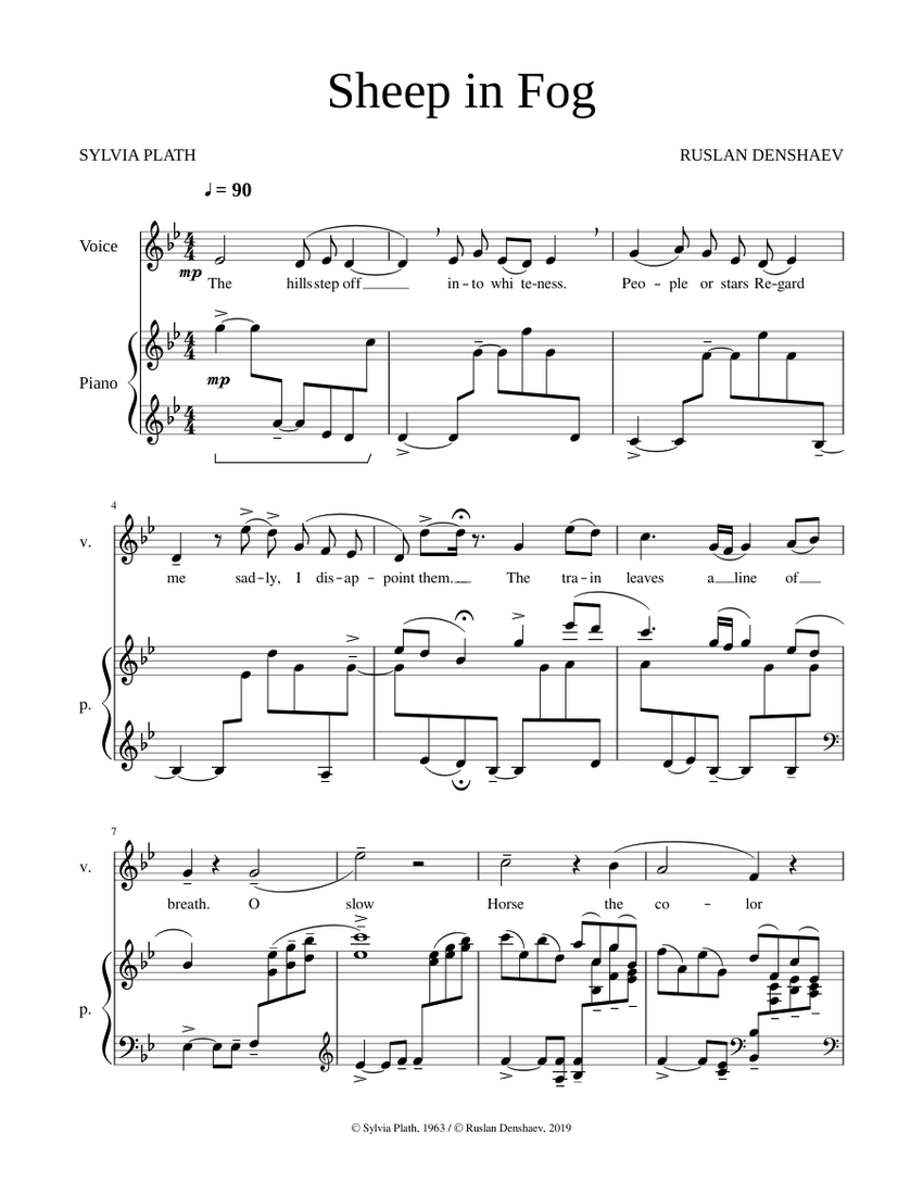 Sheep in Fog Sheet music for Piano, Vocals (Mixed Duet) | Musescore.com