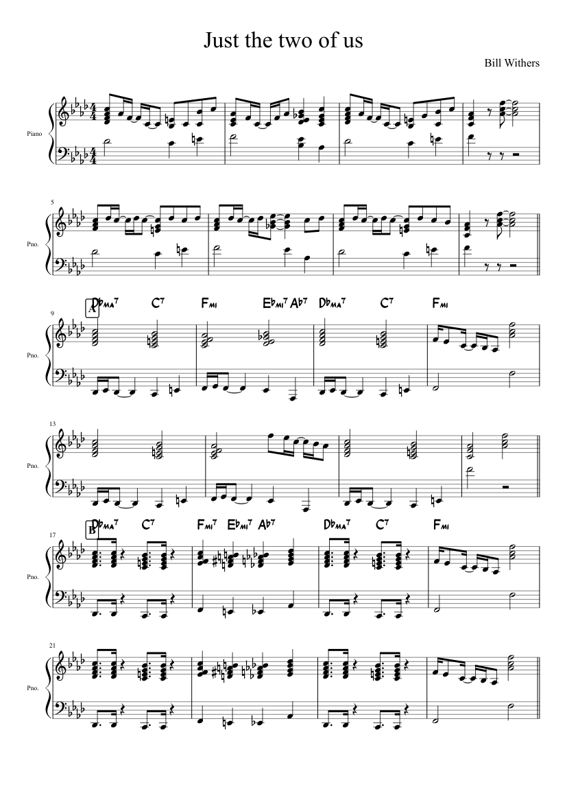 Just The Two Of Us Sheet Music For Piano Solo Musescore Com