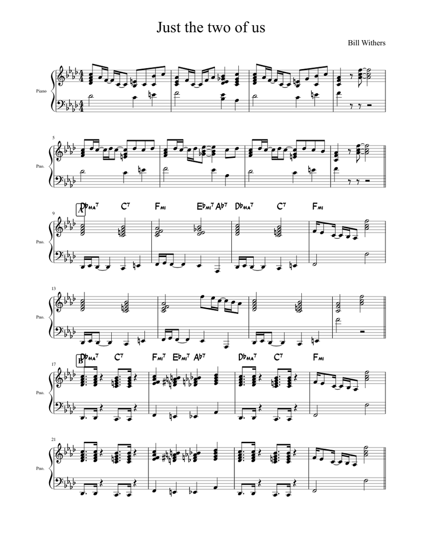 Just The Two Of Us Sheet Music For Piano Solo Musescore Com