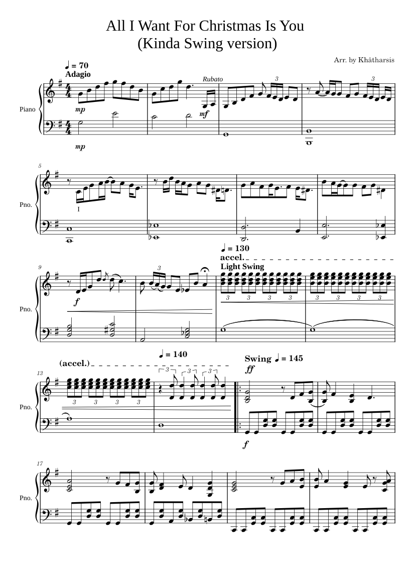 All I Want For Christmas Is You - Mariah Carey Sheet Music for Piano (Solo) | MuseScore.com for Christmas Music For Piano Free Printable