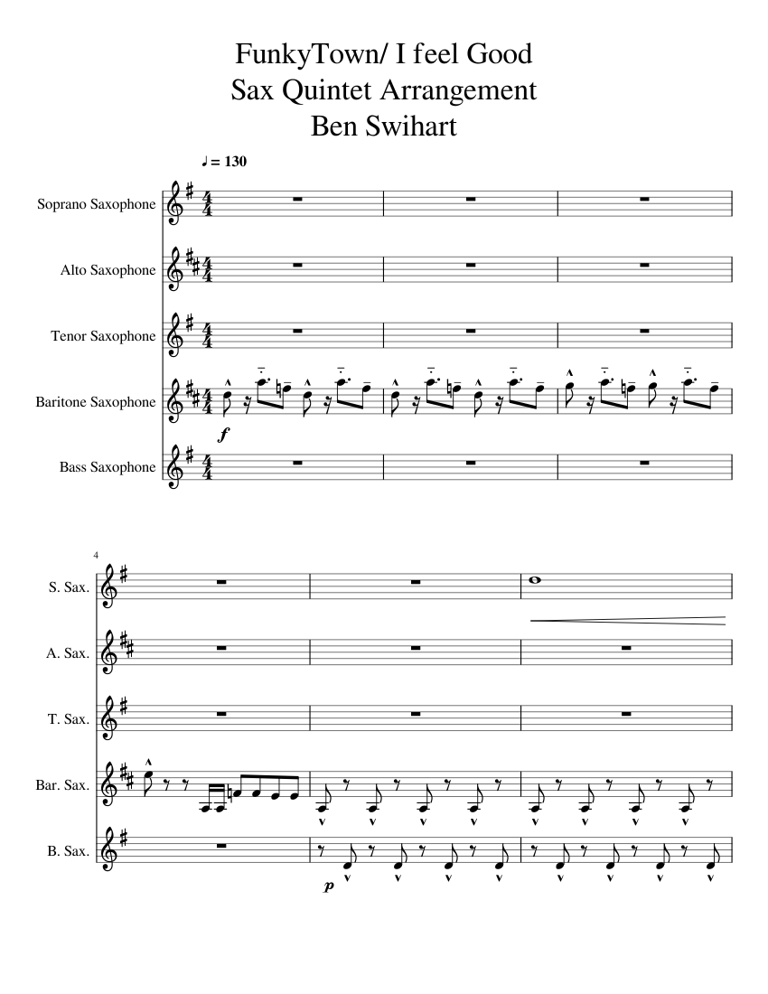 Funkytown / I Feel Good - Lucky Chops Sheet Music for Saxophone alto ...