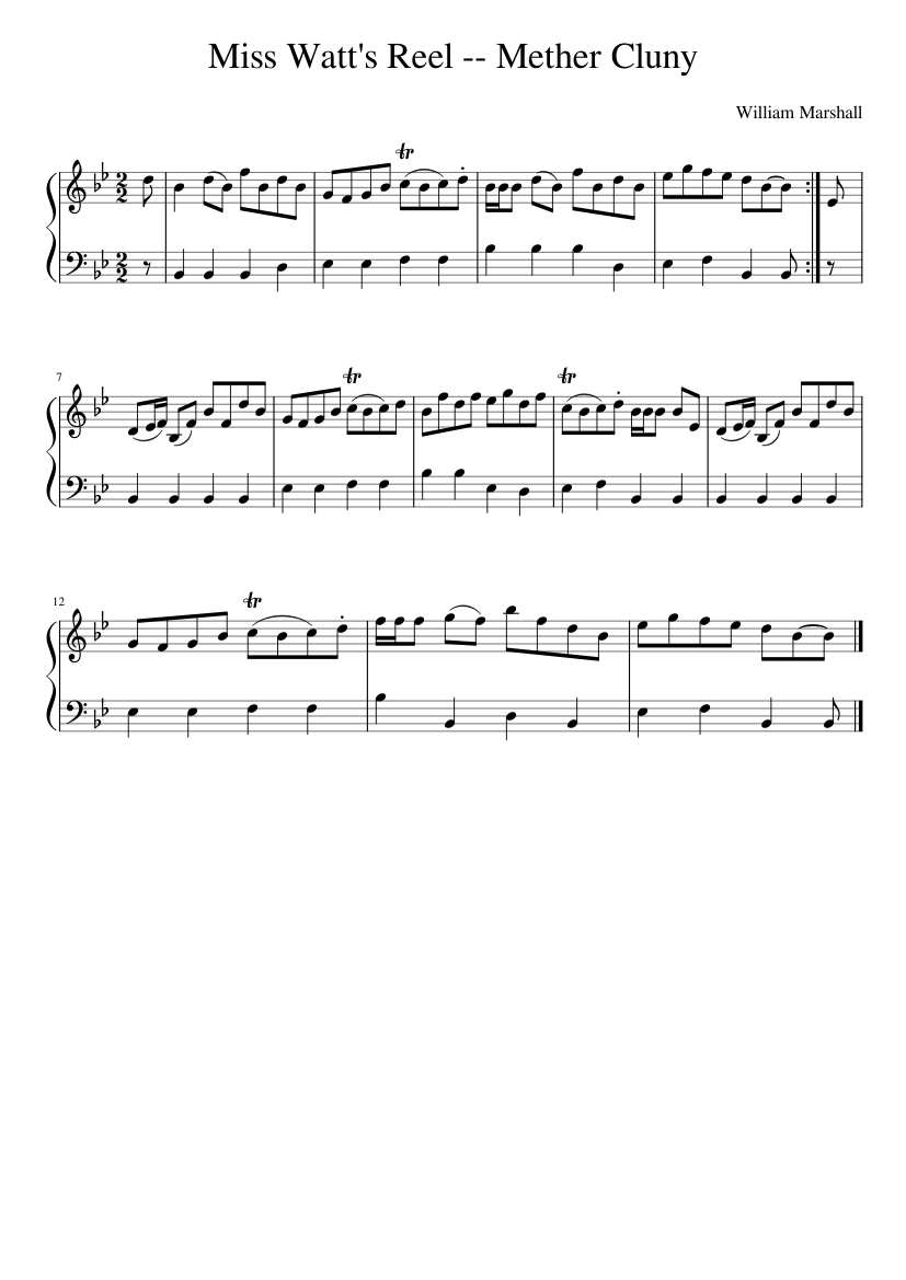 Miss Watt's Reel -- Mether Cluny