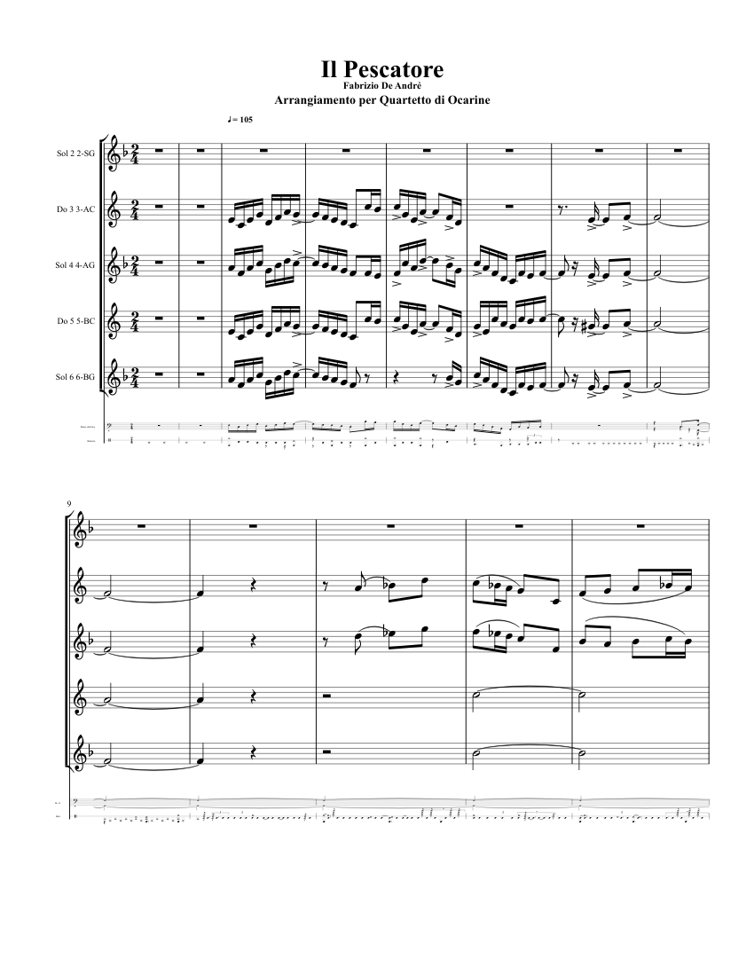 Il Pescatore Sheet music for Bass guitar, Drum group (Mixed Duet) |  Musescore.com