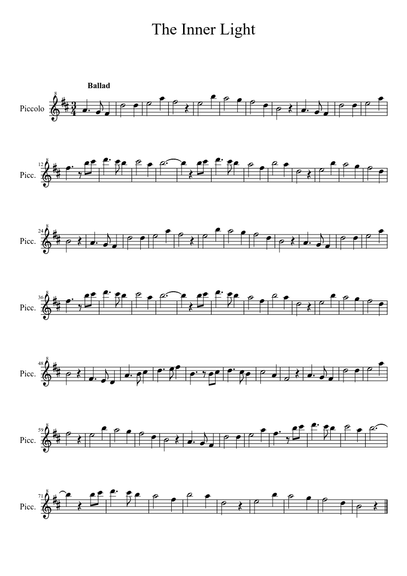 The Inner Light Sheet music for Oboe (Solo) | Musescore.com