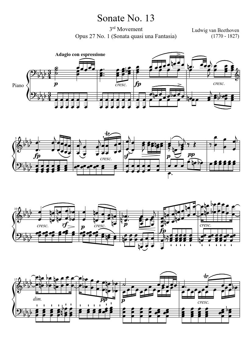 Sonate No. 13, 3rd Movement Sheet music for Piano (Solo) | Musescore.com
