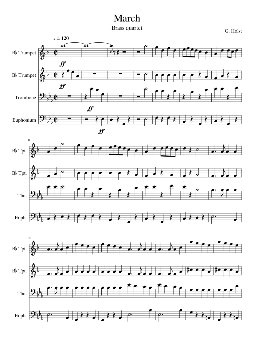 First Suite in Eb Major - III. March Sheet music for Trombone ...