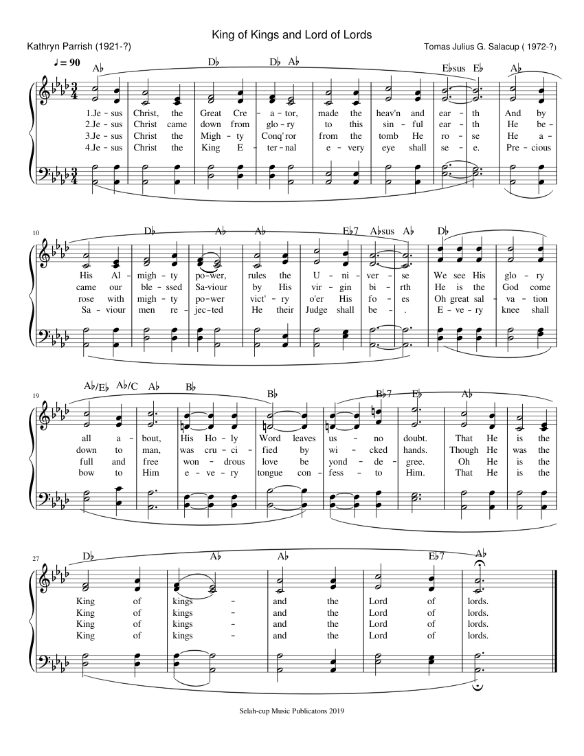King of Kings and Lord of Lords Sheet music for Piano (Solo) Easy ...