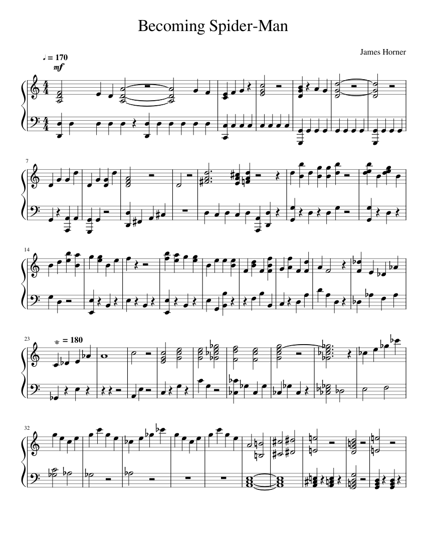 Becoming Spider-Man Sheet music for Piano (Solo) | Musescore.com
