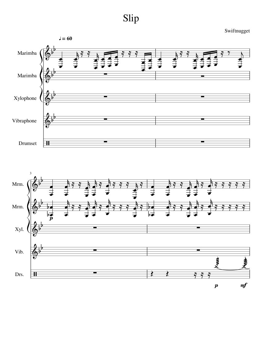 Slip (Elliot Moss) WIP Sheet music for Vibraphone, Drum group, Marimba,  Xylophone (Percussion Quintet) | Musescore.com