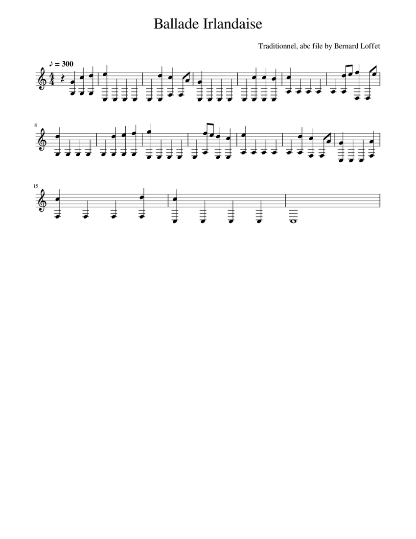 Traditional music Ballade Irlandaise Sheet music for Piano (Solo