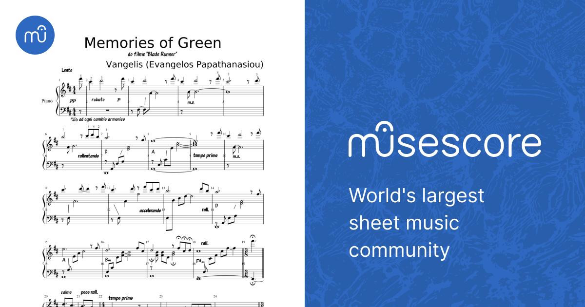 Memories of Green - Vangelis Sheet music for Piano (Solo) | Musescore.com