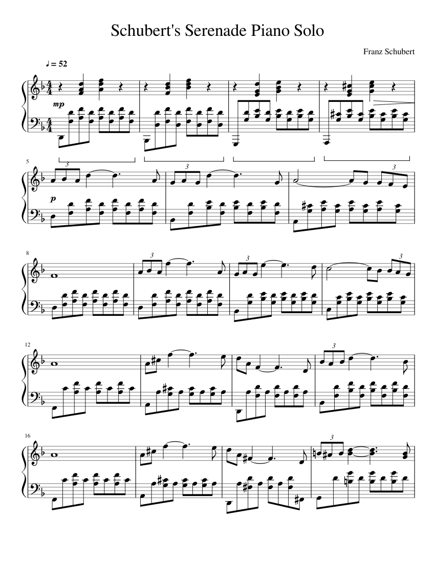 Schubert's Serenade Piano Solo Sheet music for Piano (Solo) | Musescore.com