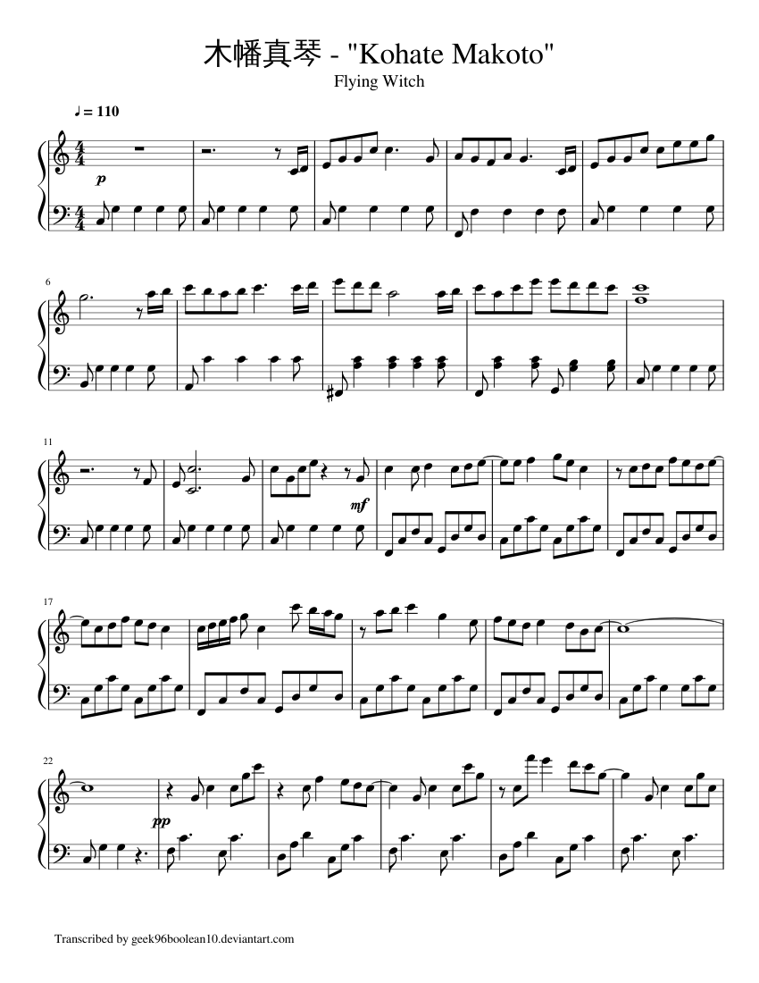 木幡真琴 Kohate Makoto Sheet Music For Piano Solo Musescore Com