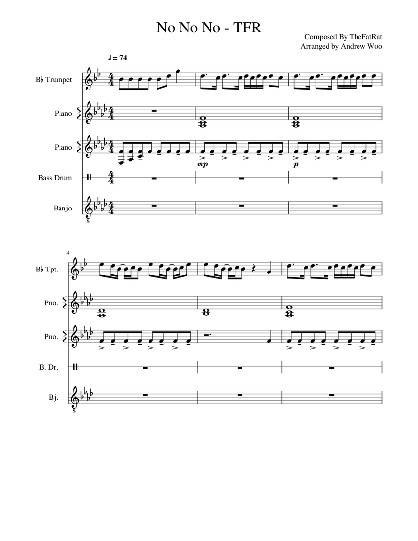 No No No Thefatrat Instrumental Sheet Music For Piano Trumpet In B Flat Bass Drum Banjo Mixed Quintet Musescore Com Every time you two are getting rough my mind just sounds like shia labeouf. thefatrat instrumental sheet music for