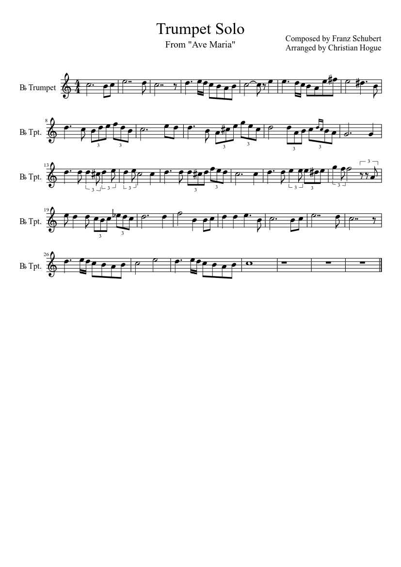 Solo Trumpet from "Ave Maria" Sheet music for Trumpet other (Solo) |  Musescore.com