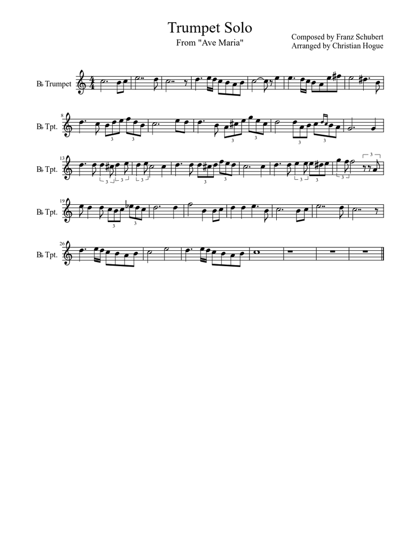 Solo Trumpet from "Ave Maria" Sheet music for Trumpet (Solo