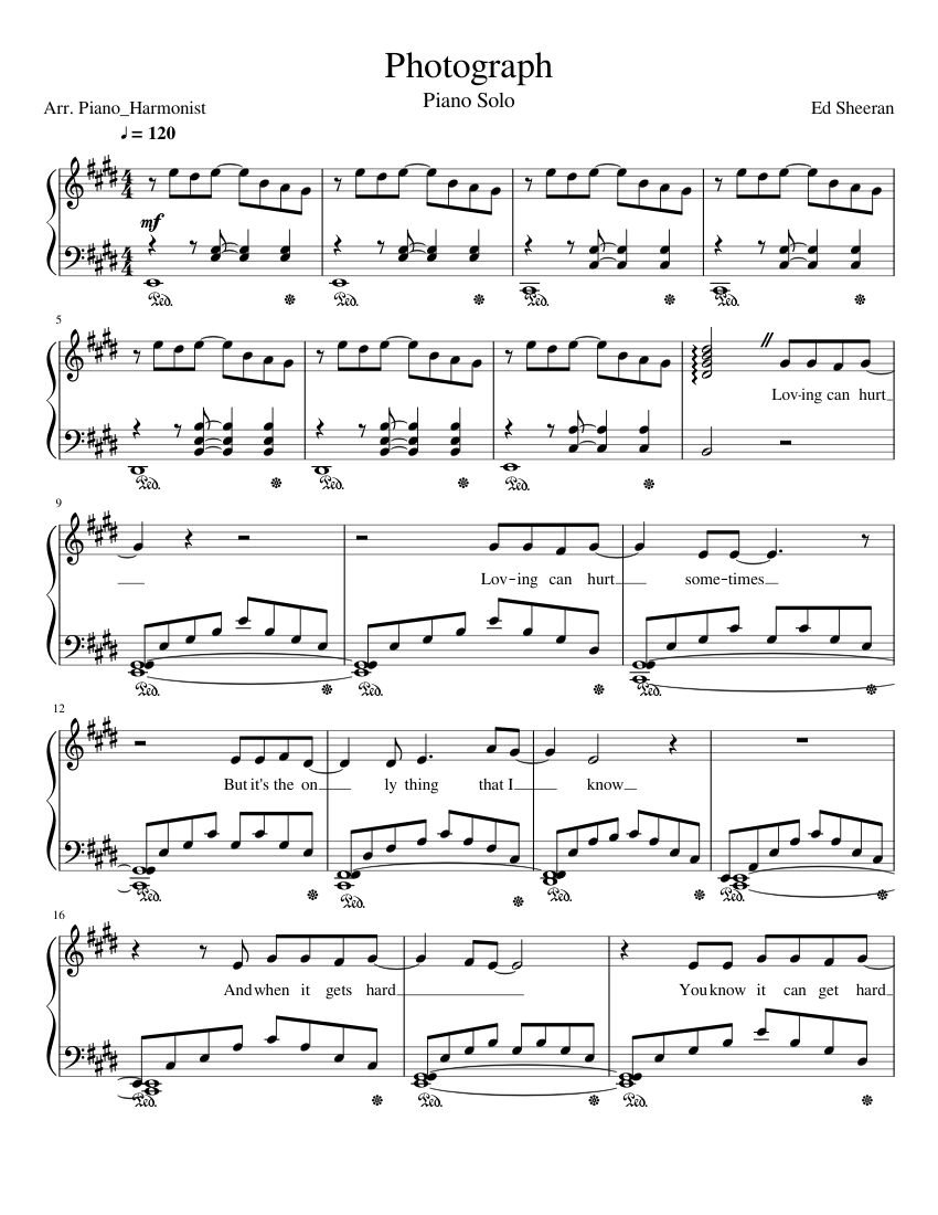 Photograph-Ed Sheeran-Piano Solo Sheet music for Piano (Solo) |  Musescore.com