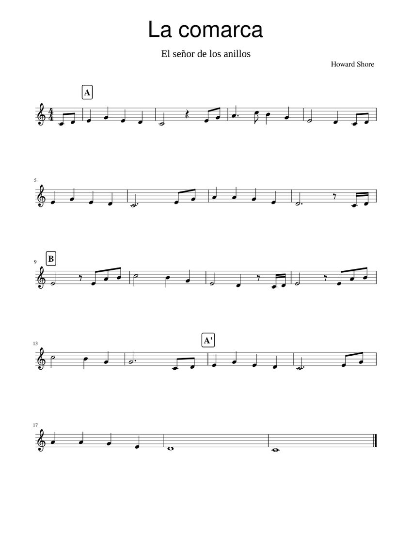 La comarca Sheet music for Piano (Solo) | Musescore.com