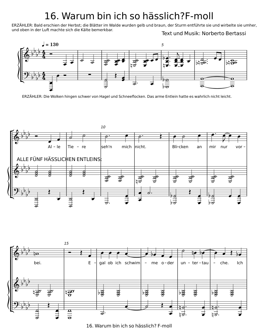 Warum bin ich so hässlich Sheet music for Piano, Synthesizer (Mixed Duet)