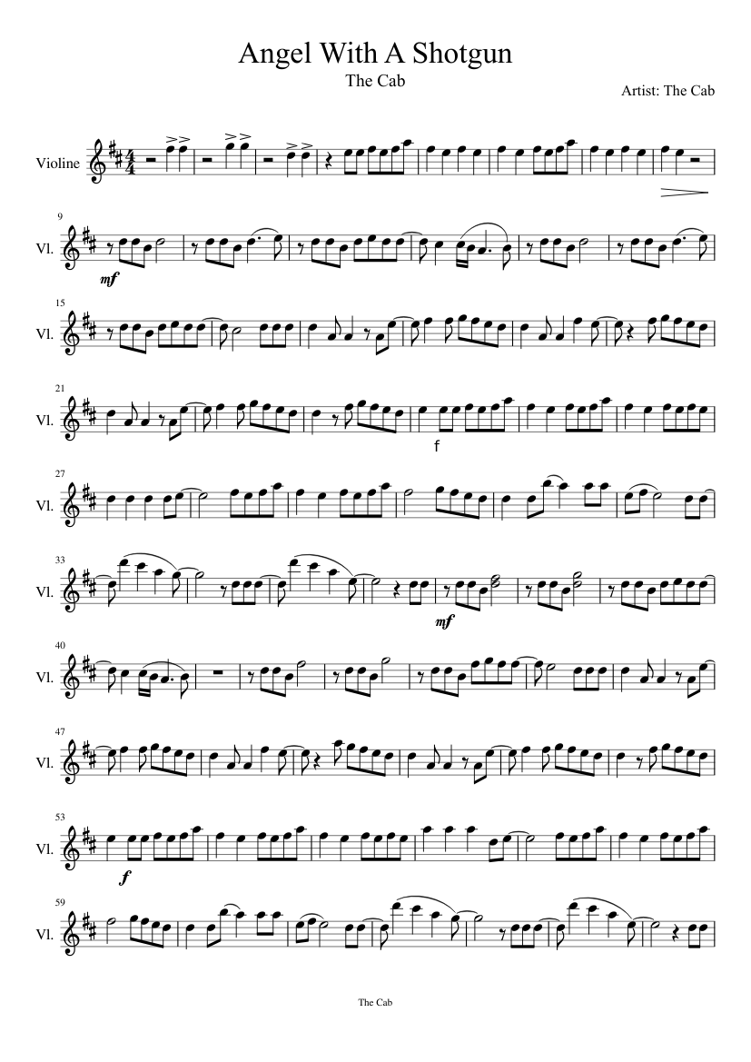 Angel with a Shotgun Sheet music for Violin (String Duet) | Musescore.com