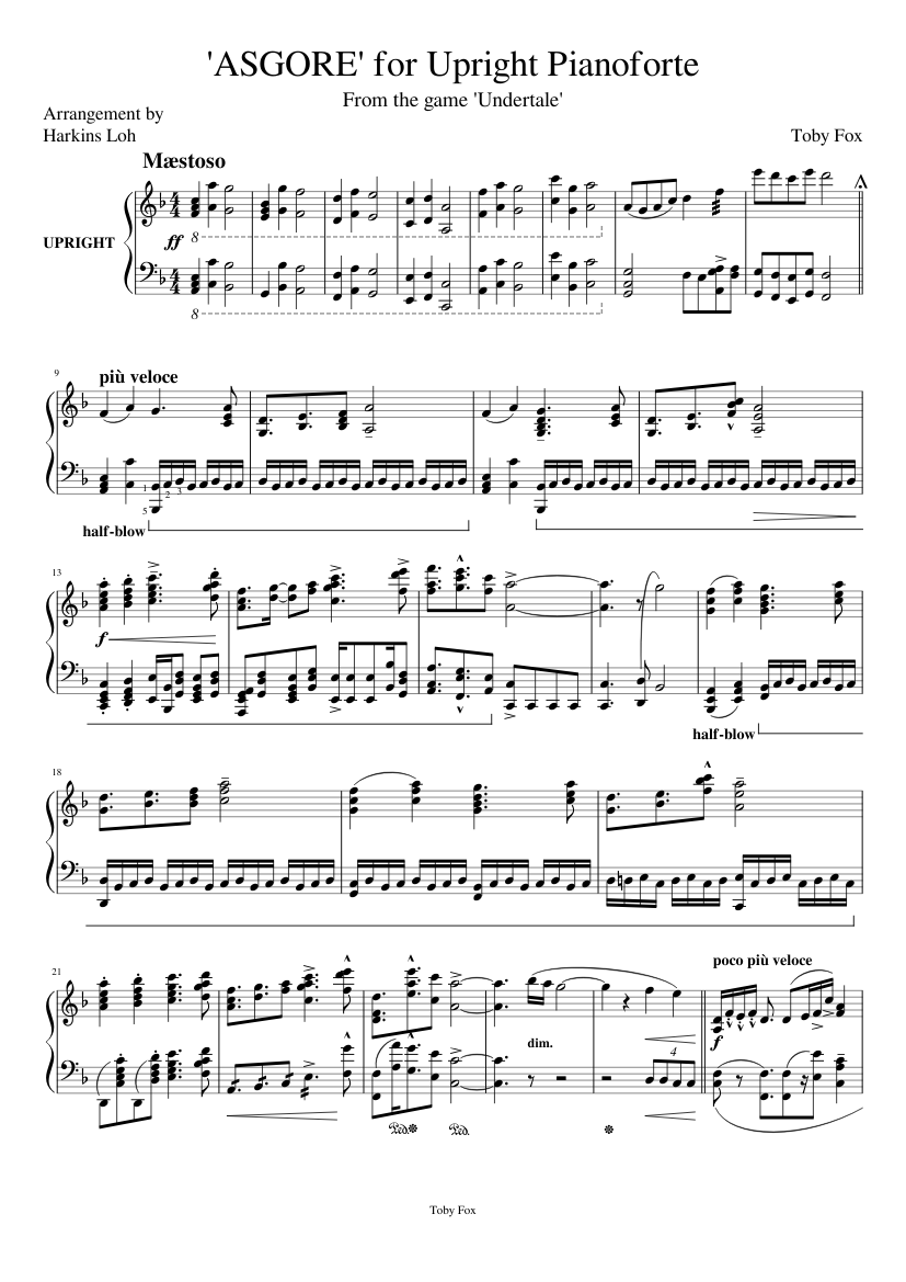 Undertale - ASGORE (Upright) Sheet music for Piano (Solo) | Musescore.com