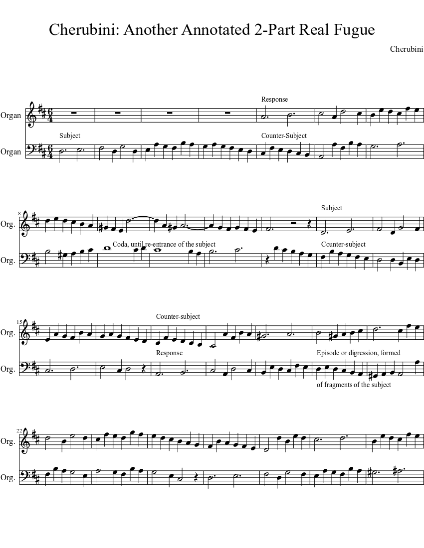 Cherubini: Another Annotated 2-Part Fugue