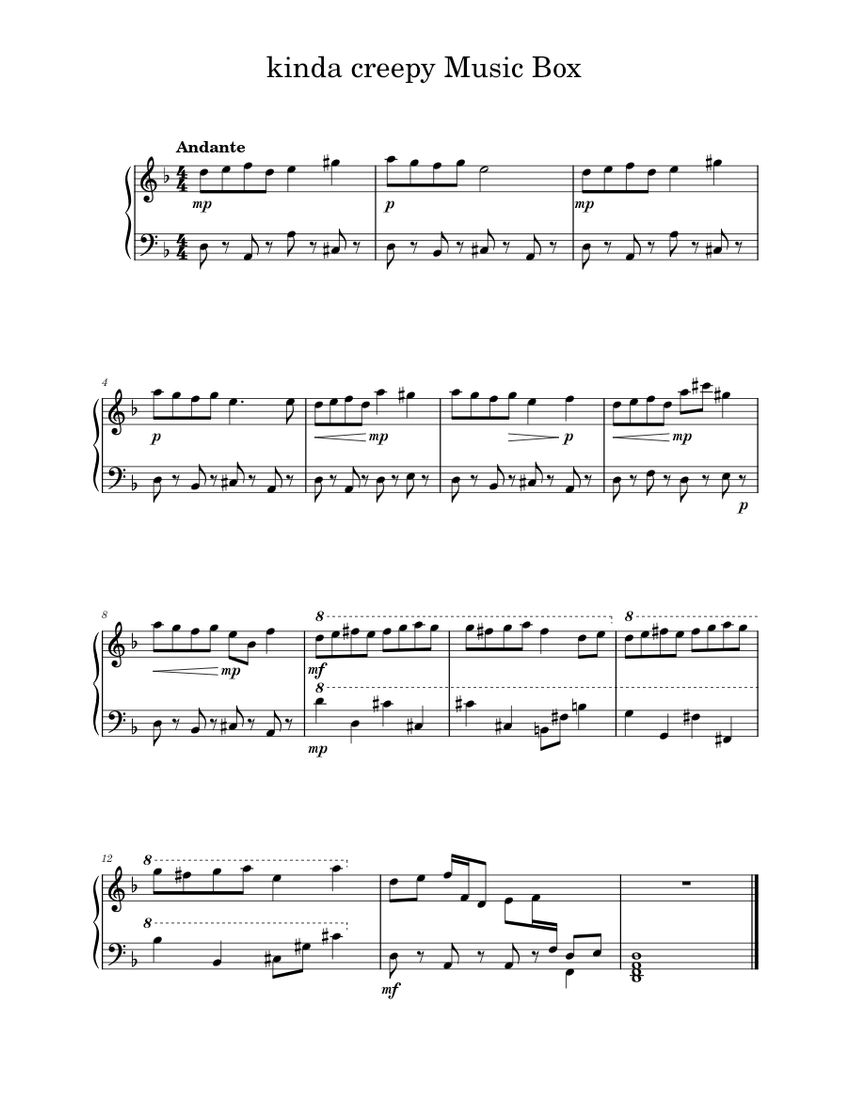 kinda creepy Music Box Sheet music for Piano (Solo) Easy | Musescore.com