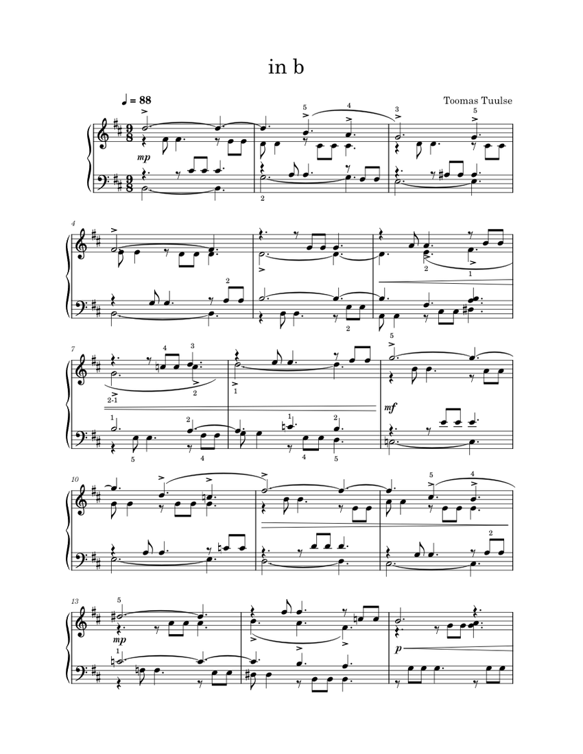 In B Sheet Music For Piano (Solo) | Musescore.com