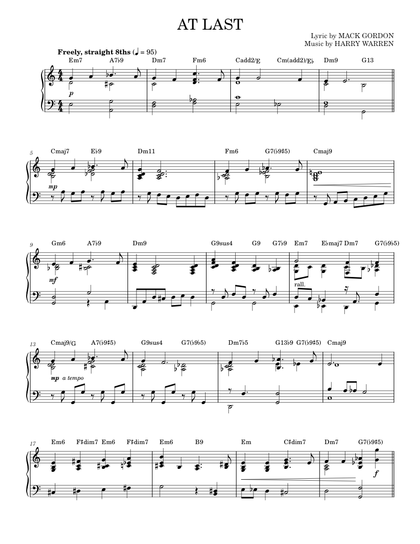at last Sheet music for Piano by Etta James Official | MuseScore.com