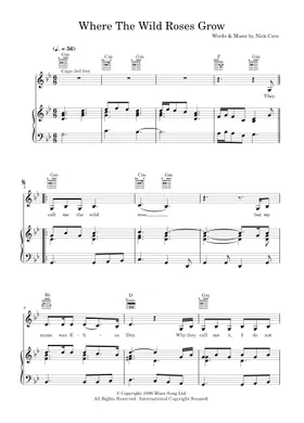 Free Where The Wild Roses Grow by Nick Cave & The Bad Seeds sheet music |  Download PDF or print on Musescore.com
