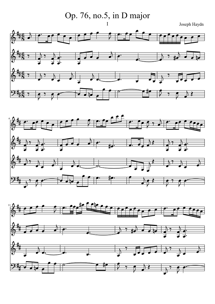 Quartet 64 in D Major Op. 76 No. 5 (1st mvmt)