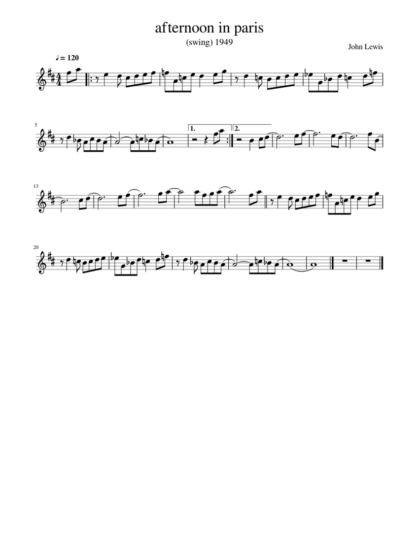 afternoon in paris Sheet music for Saxophone alto (Solo) | Musescore.com