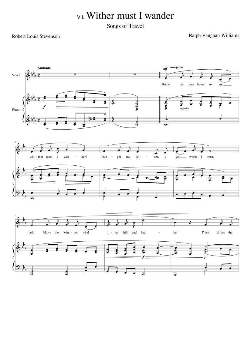 Songs of Travel 7 Wither must I wander