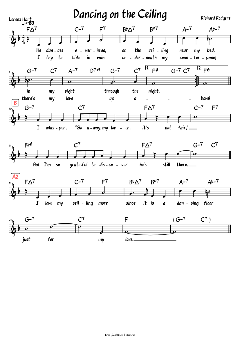 Dancing on the Ceiling (Lead sheet with lyrics ) Sheet music for Piano ...