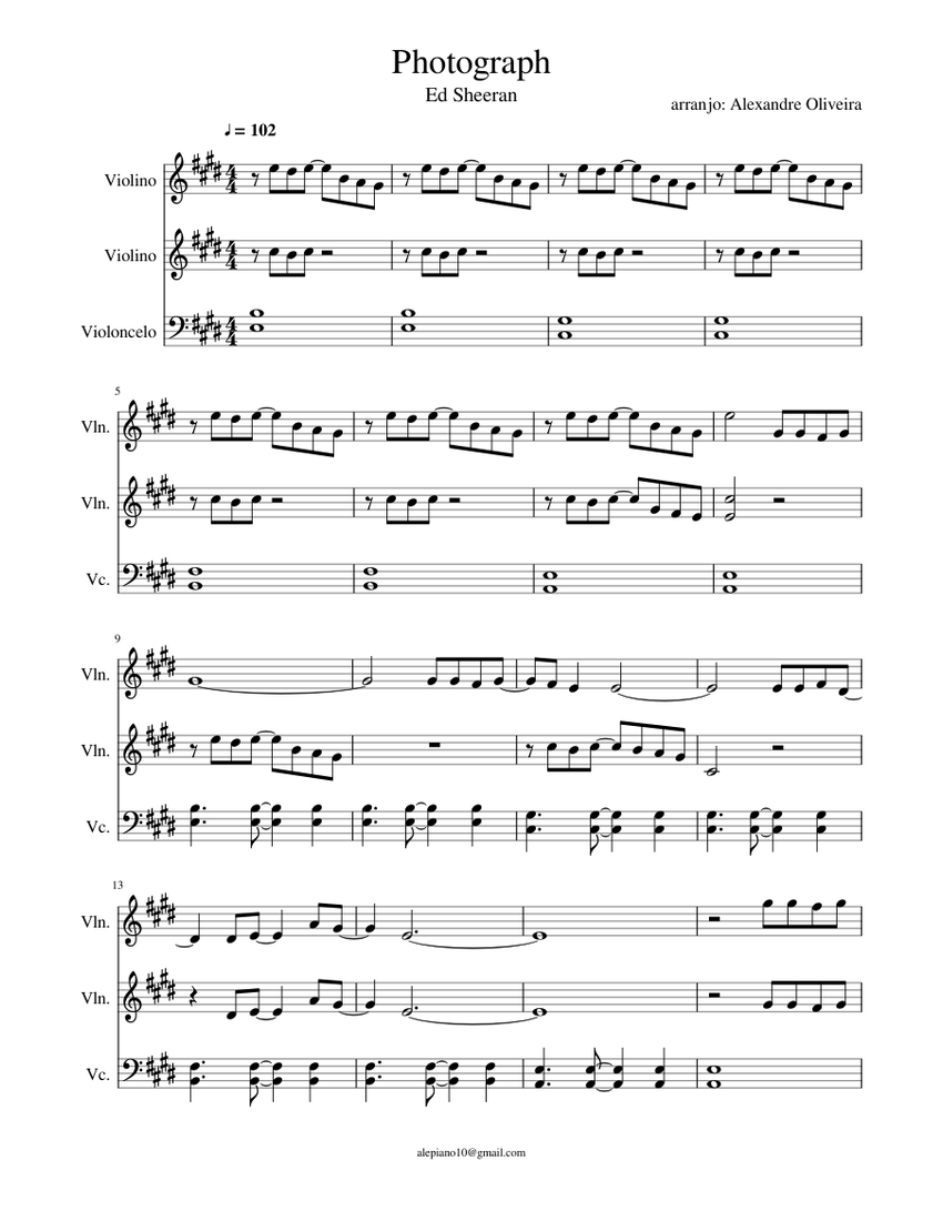 Photograph Ed Sheeran Sheet Music For Piano Violin Cello String Trio Musescore Com Stream photograph by ed sheeran from desktop or your mobile device. photograph ed sheeran sheet music for